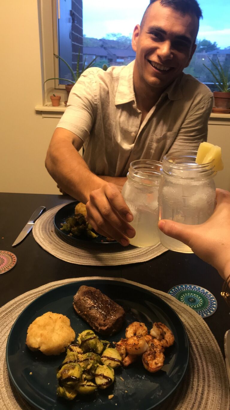 Once the COVID pandemic hit, Hannah's schooling went fully online and she temporarily moved in with Michael in Laurel, MD. To keep things lively at such a tough time they would have Friday date nights at home <3