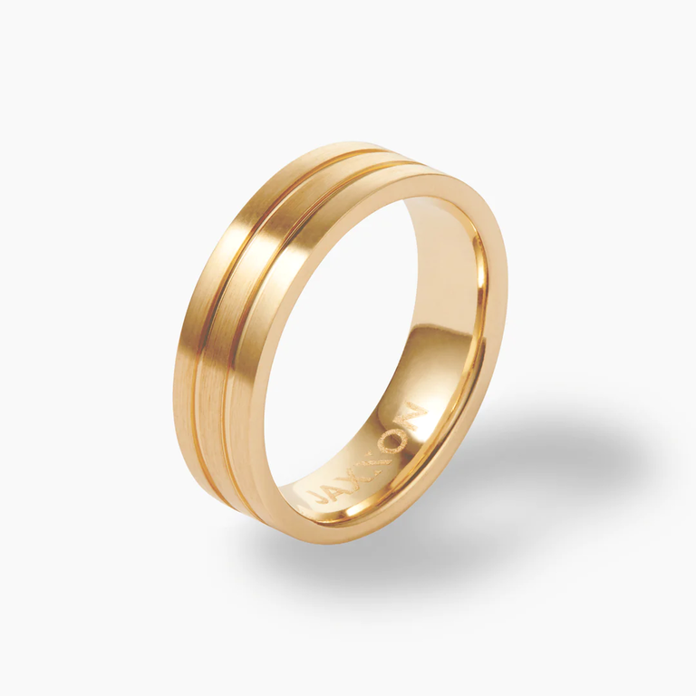 Double Channel Gold Tungsten Ring