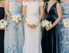 bride with her bridesmaids 