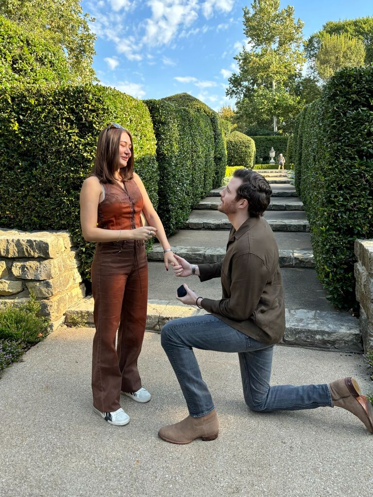 Two years (and many flights, FaceTimes, and travel adventures) later, Mason popped the question at the Dallas Arboretum. Diana said yes—again.