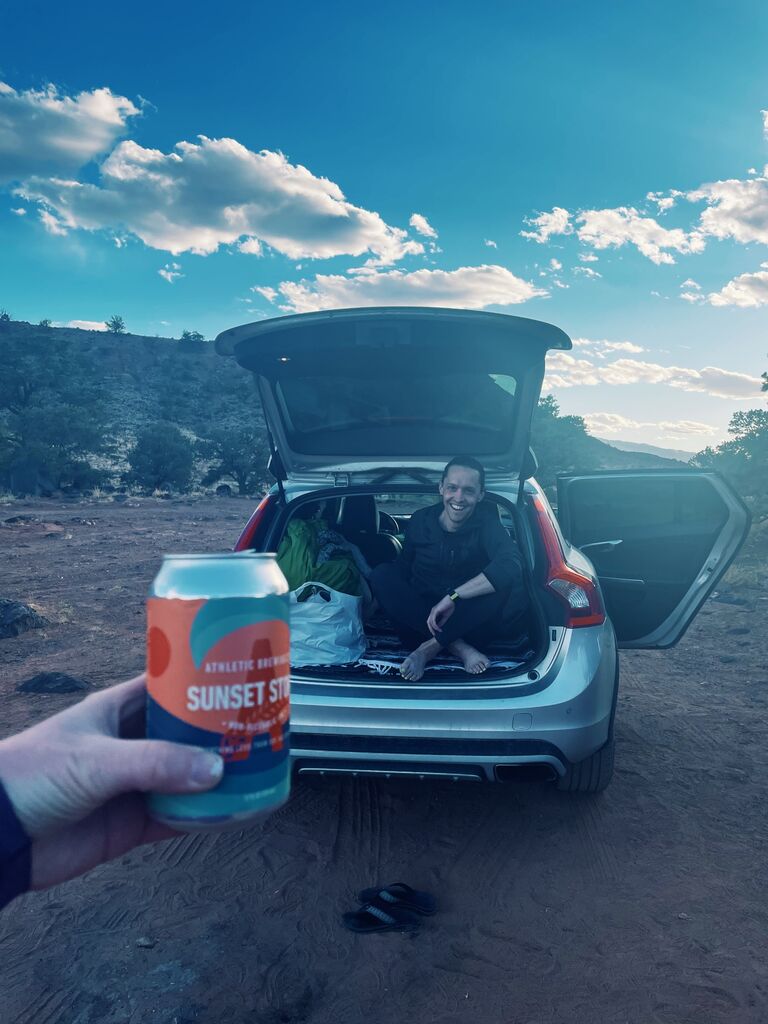 Ivy and Brian camping outside of Capitol Reef National Park. This might have been the trip we forgot the cooler and ate an entire jar of pickles. 