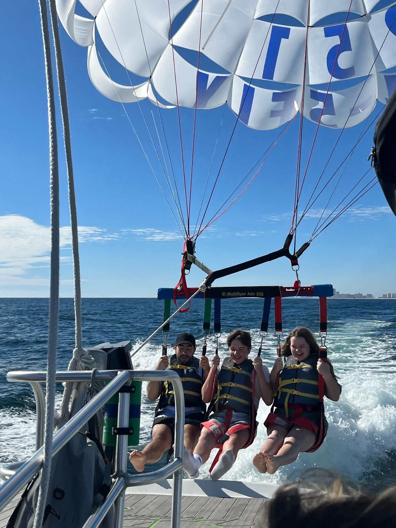 B’s first Adams family vacation to Orange Beach. This was Emma, Brendon, and Elijah’s first time parasailing.
