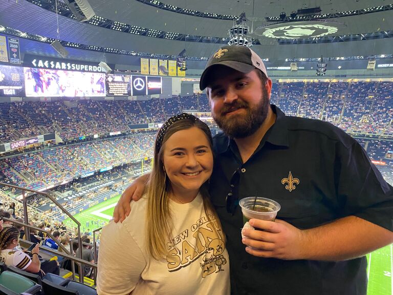 Peyton & Kyle become Saints season ticket holders! (if you know us you know we attend many sporting events but the Saints are our favorite!)