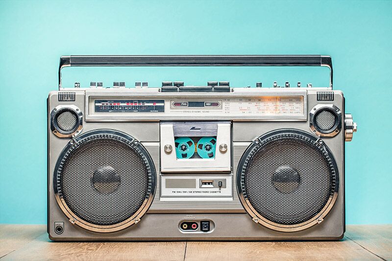 boom box for music at a baby shower