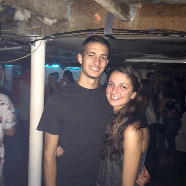 Our infamous first meeting at a party at Stockton University, where we both attended undergrad.