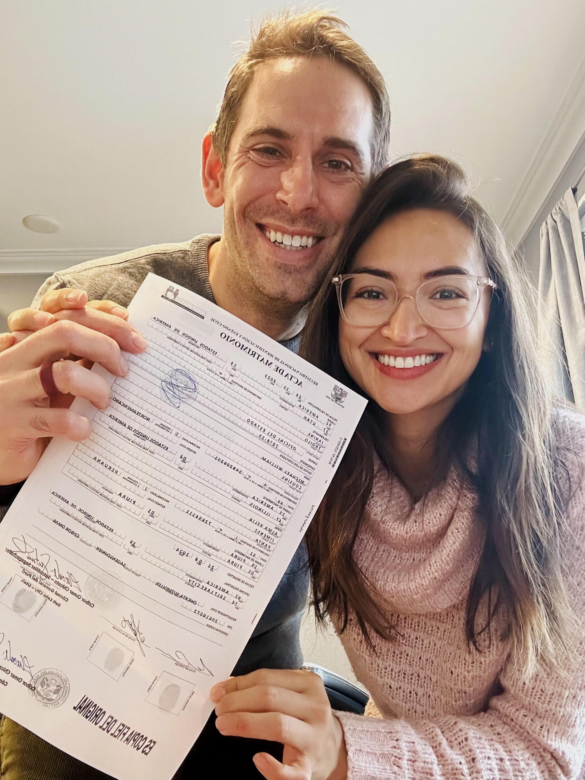 Our civil marriage was registered in the Peruvian registry. Offically married in Peru!