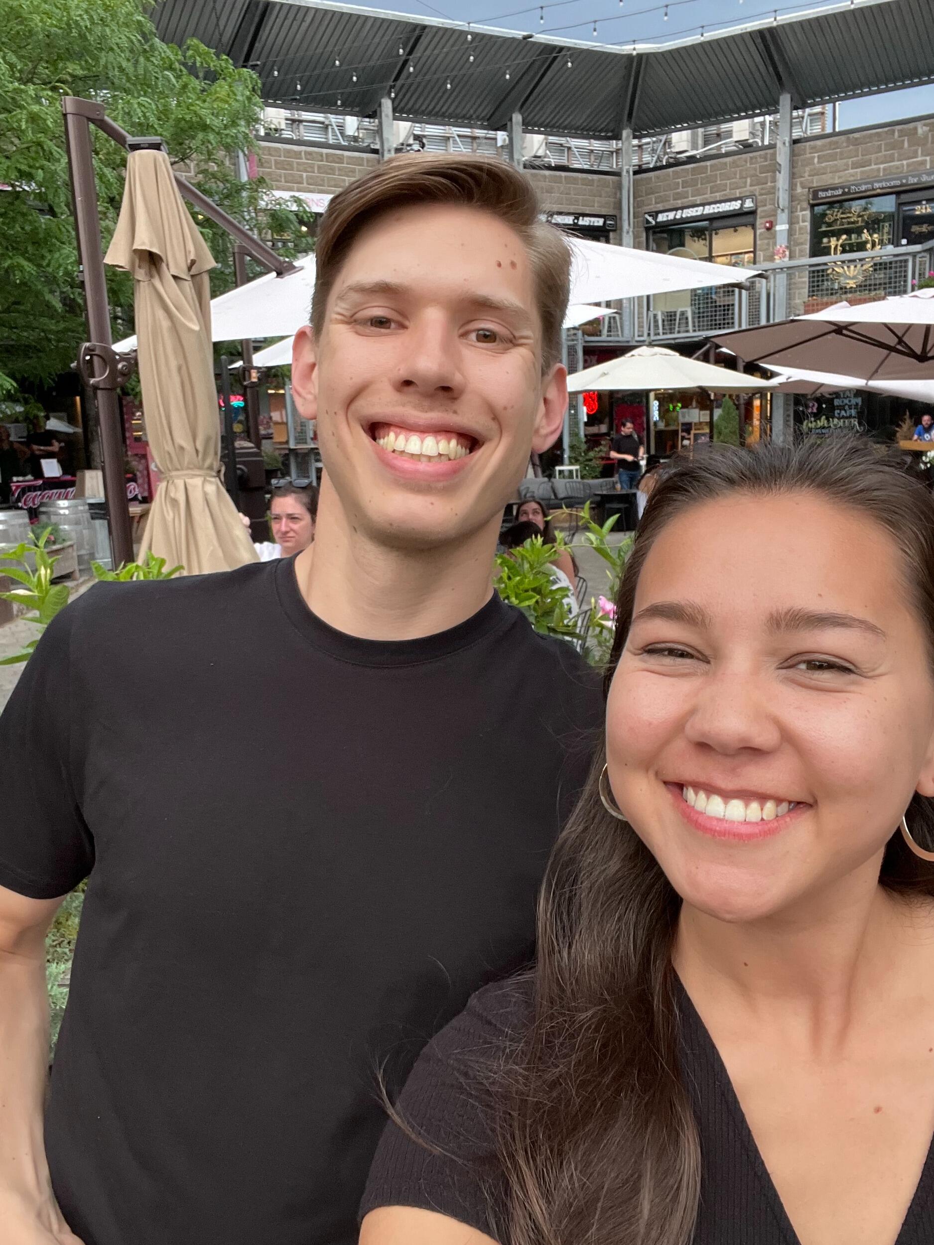 Celebrating two years of dating back where it started, eating french fries at Bow Market! 