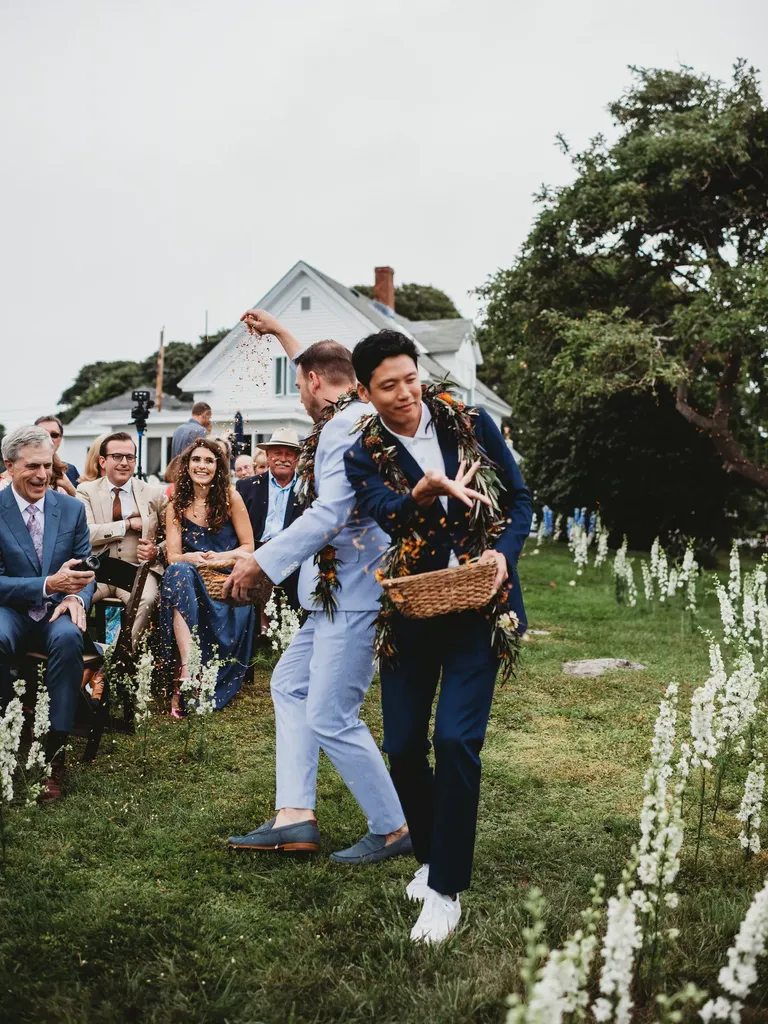 Flower Guys Tossing Flower Petals During Ceremony Processional