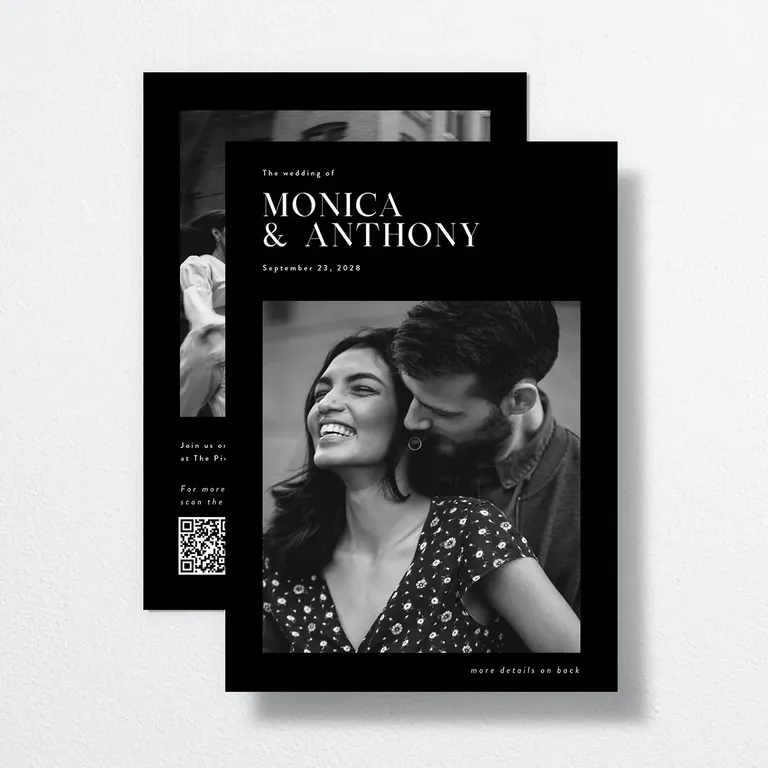 Black and white classic wedding invitations from The Knot