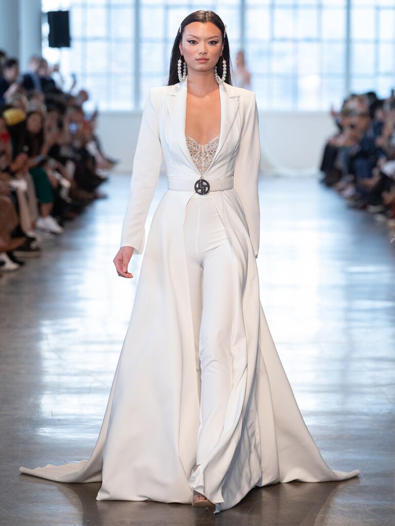 Berta Spring 2020 Bridal Collection bridal look with belted coat