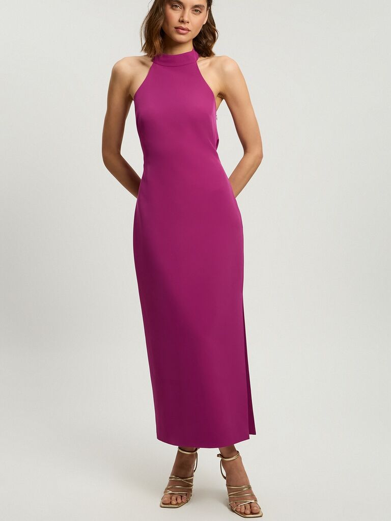 Karen Millen magenta halterneck petite dress