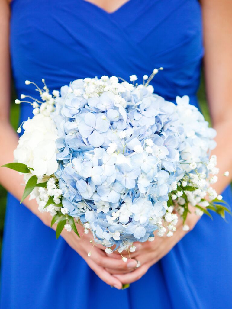 blue hydrangea bridesmaid bouquet