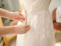 Custom wedding dress on mannequin