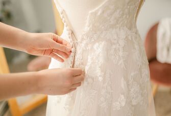 Custom wedding dress on mannequin