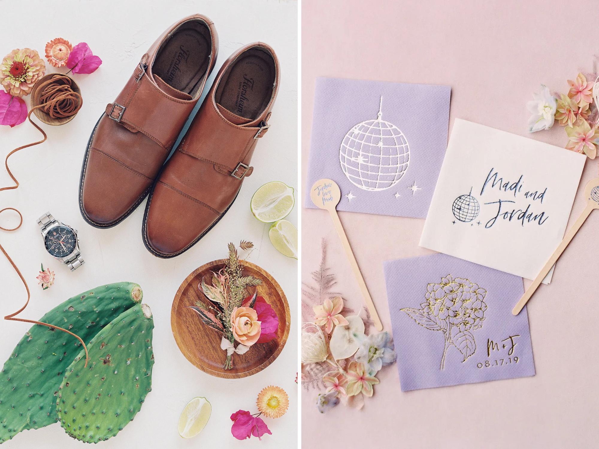 Two wedding flatlay examples