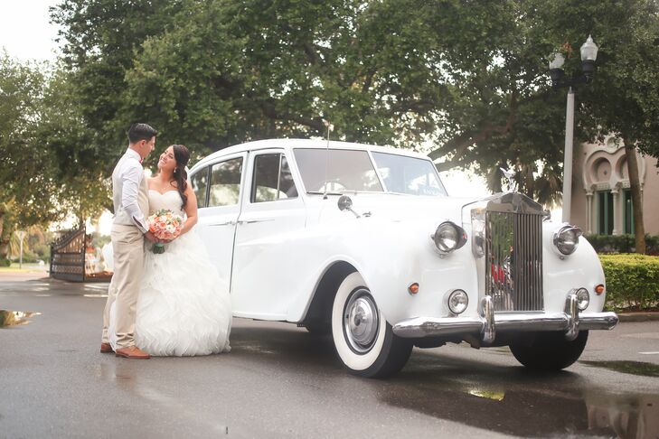 Classic White Rolls Royce Florida Wedding Car