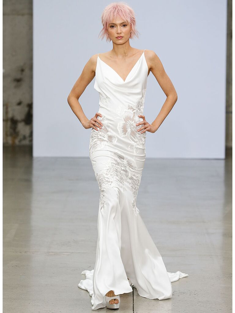 cowl neck slip wedding dress