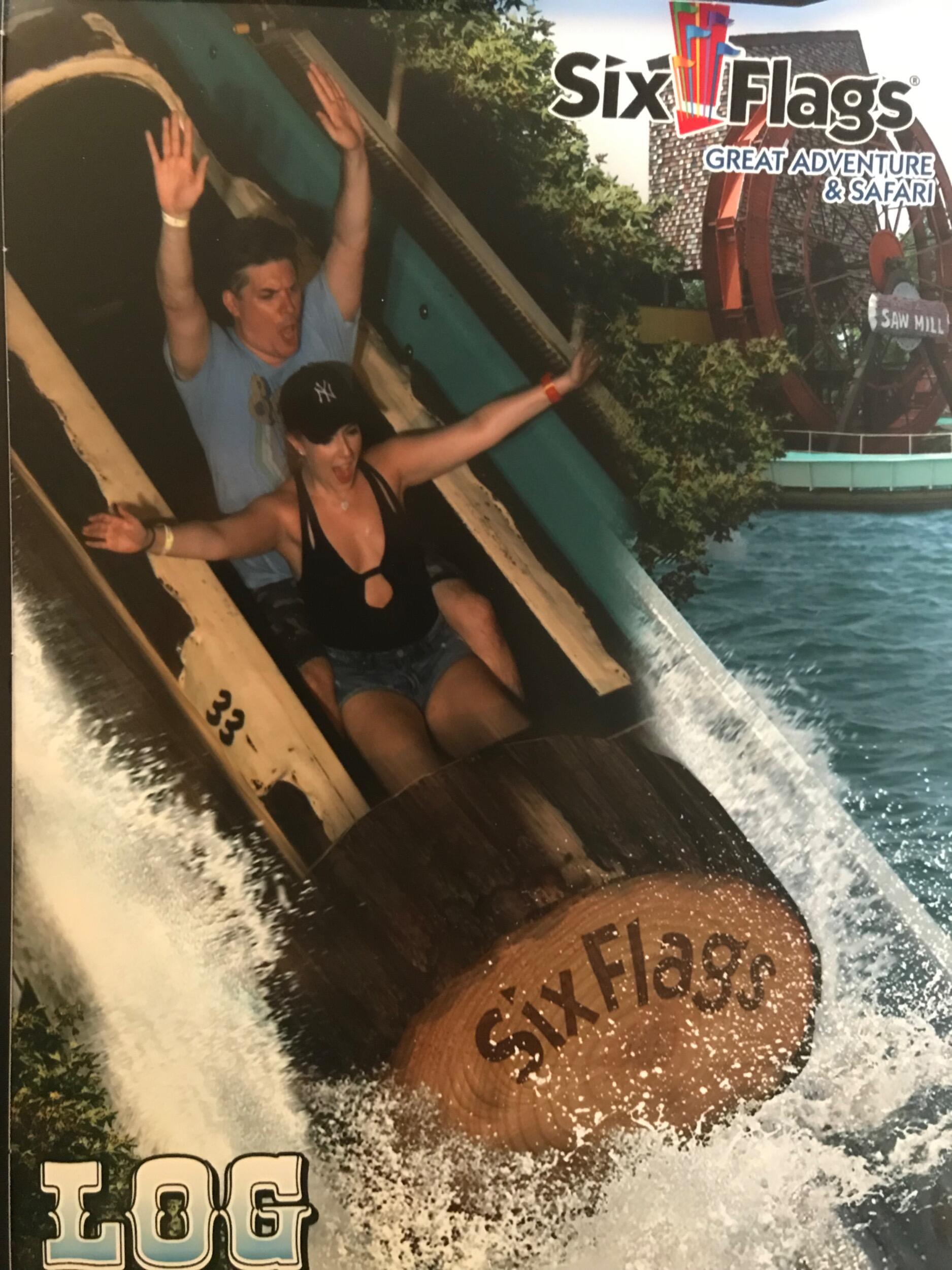 Pilar and Mike become kids again at their first trip together to Six Flags Great Adventure in Hamilton, New Jersey. It was 101 degrees out so water rides were necessary. 