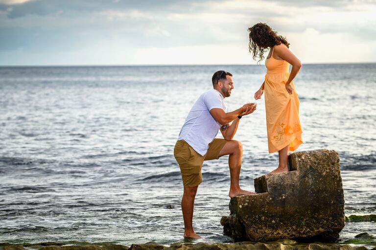 The day he proposed at Step's Beach in Rincon, Puerto Rico