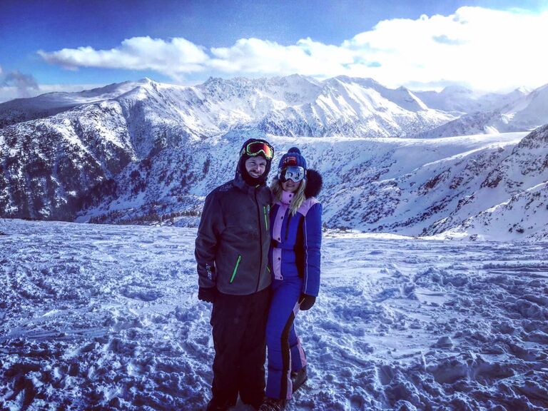 Learning to ski the hard way—two ribs down, but still smiling!