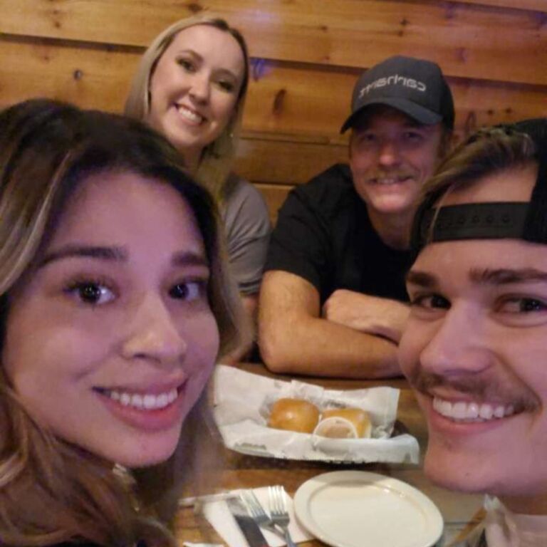 Annette and Gunnar out for dinner with some great friends! We love hanging out with friends and family.