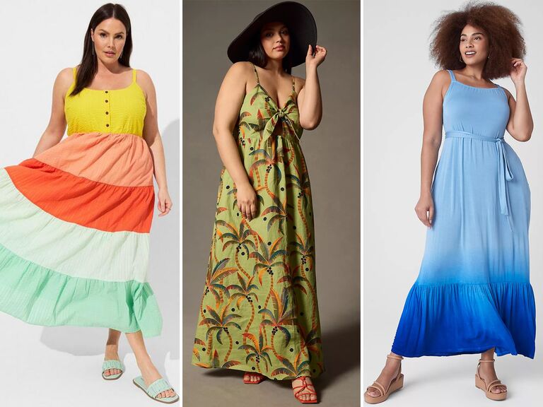Tummy Control Summer Dresses Side Split Maxi Dress for Women Short