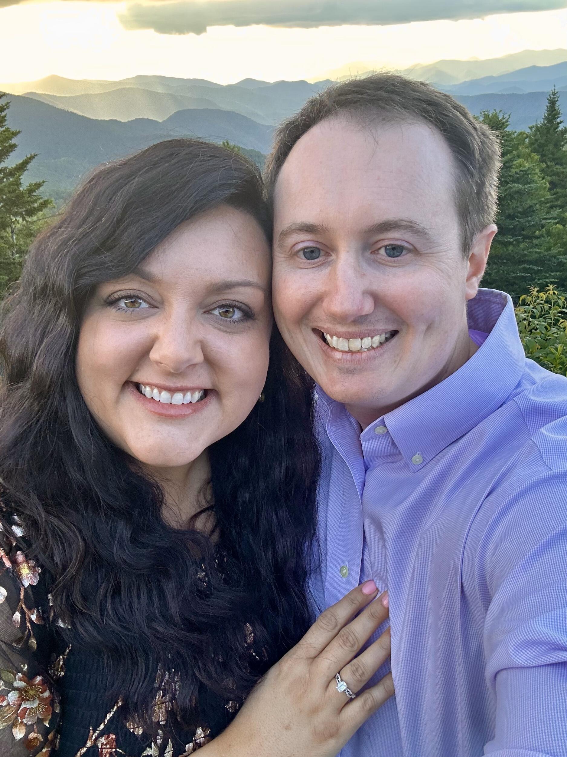We're Engaged!!!! Cody proposed on the Blue Ridge Parkway, a pull off we had visited on our second date together.