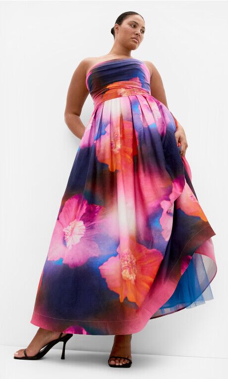 City Chic sleeveless printed maxi wedding mother of the bride dress
