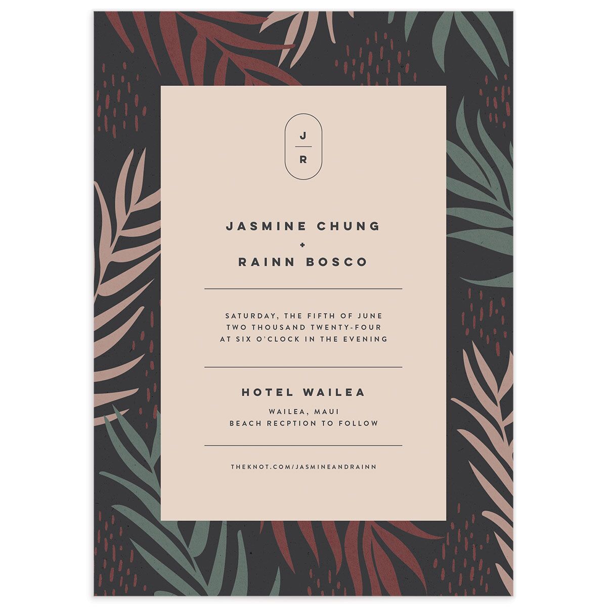 A Wedding Invitation from the Modern Palm Collection