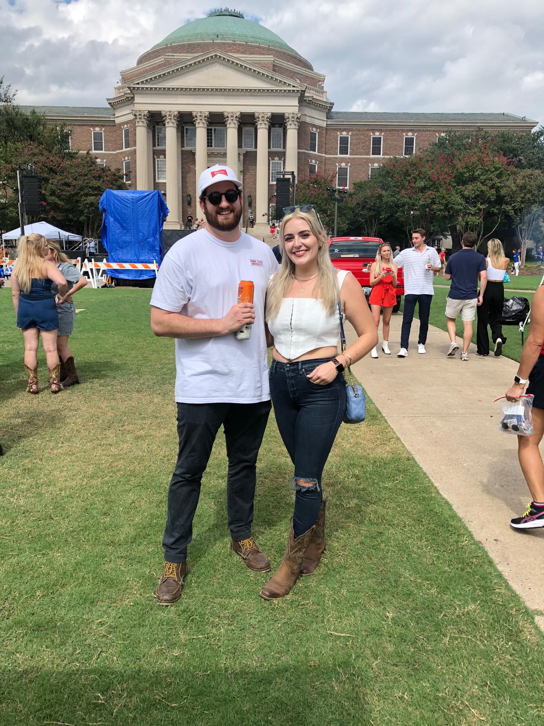 They compared their college experiences when Chloe took Nathan to his first ever SMU Boulevard and Nathan took Chloe to the Big12 Championship game. Pony up!