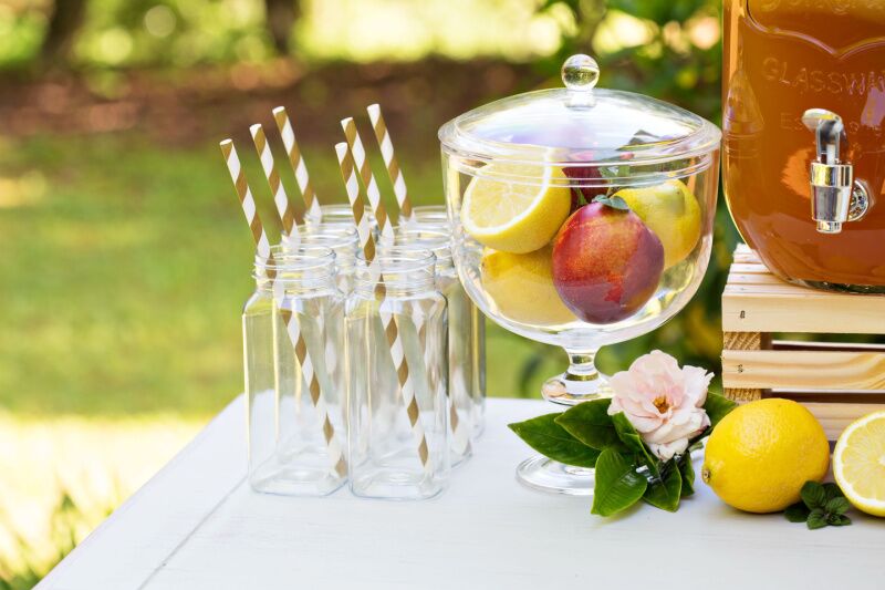 Beverage table graduation pool party idea