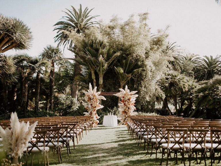 outdoor wedding ceremony with pampas grass