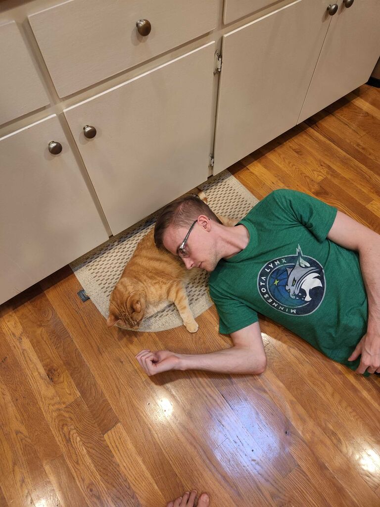 Matt also loves hanging out with the cats that I cat sit.