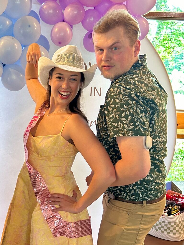 Jack surprises Megan at her bridal shower! Why was this the only photo we took together?!  