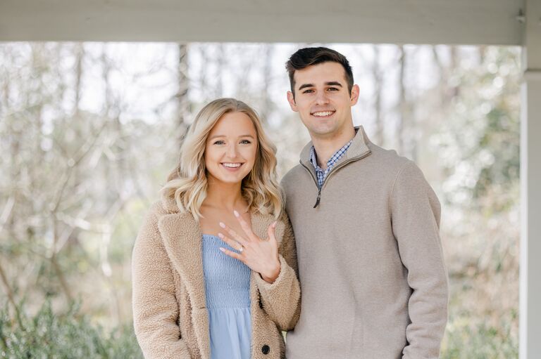 We got engaged at the Birmingham Botanical Gardens!