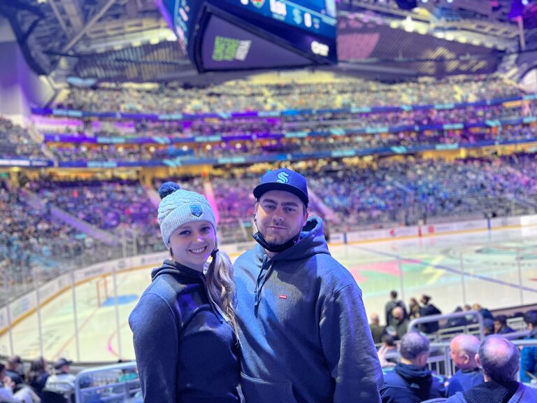 After Chris spent over a year on the Key arena job site, we attended our first Kraken game together 
