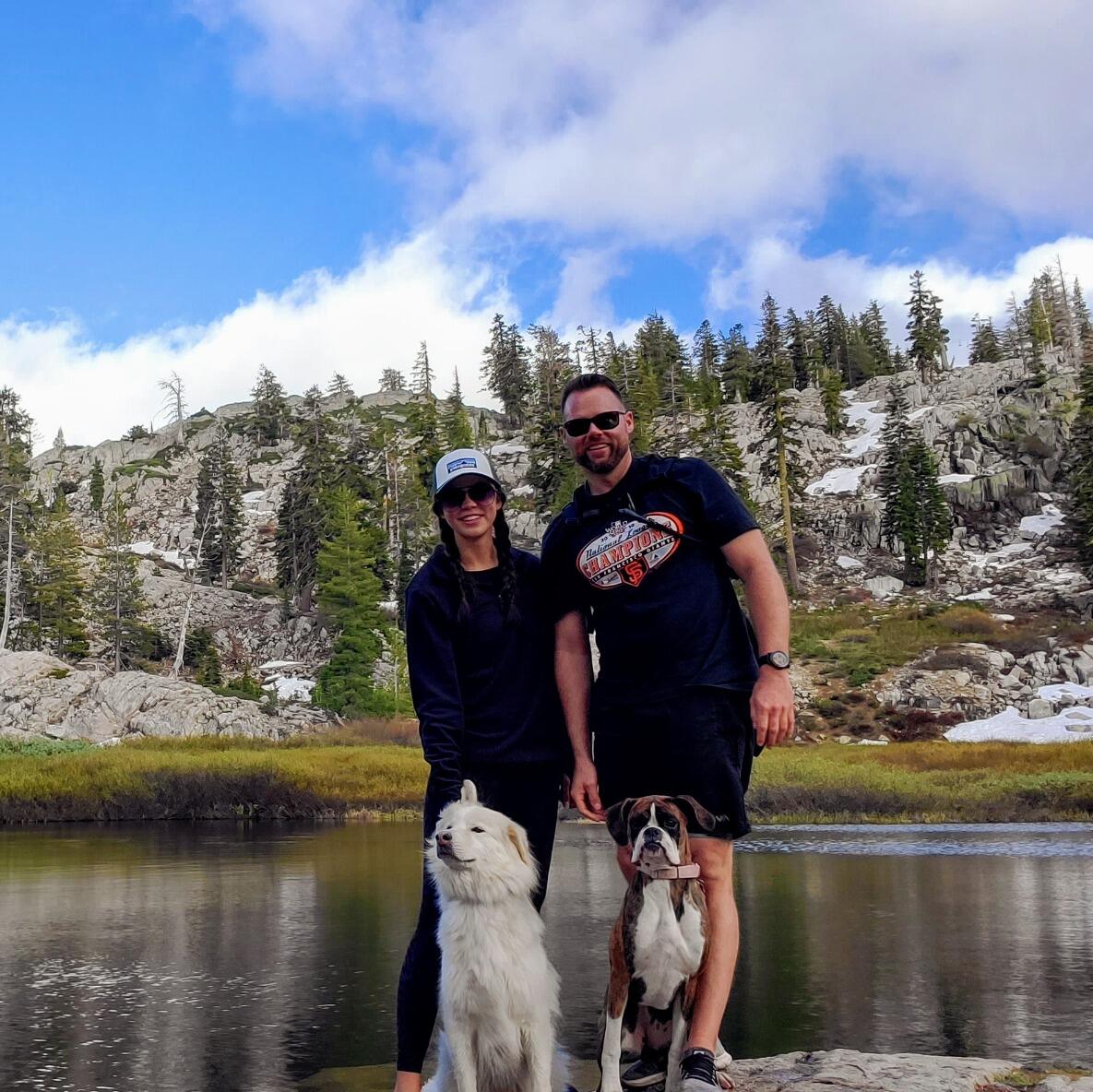 After a few months of hanging at the dog park, we went on our first date — a hike. And yes, the dogs were there too.