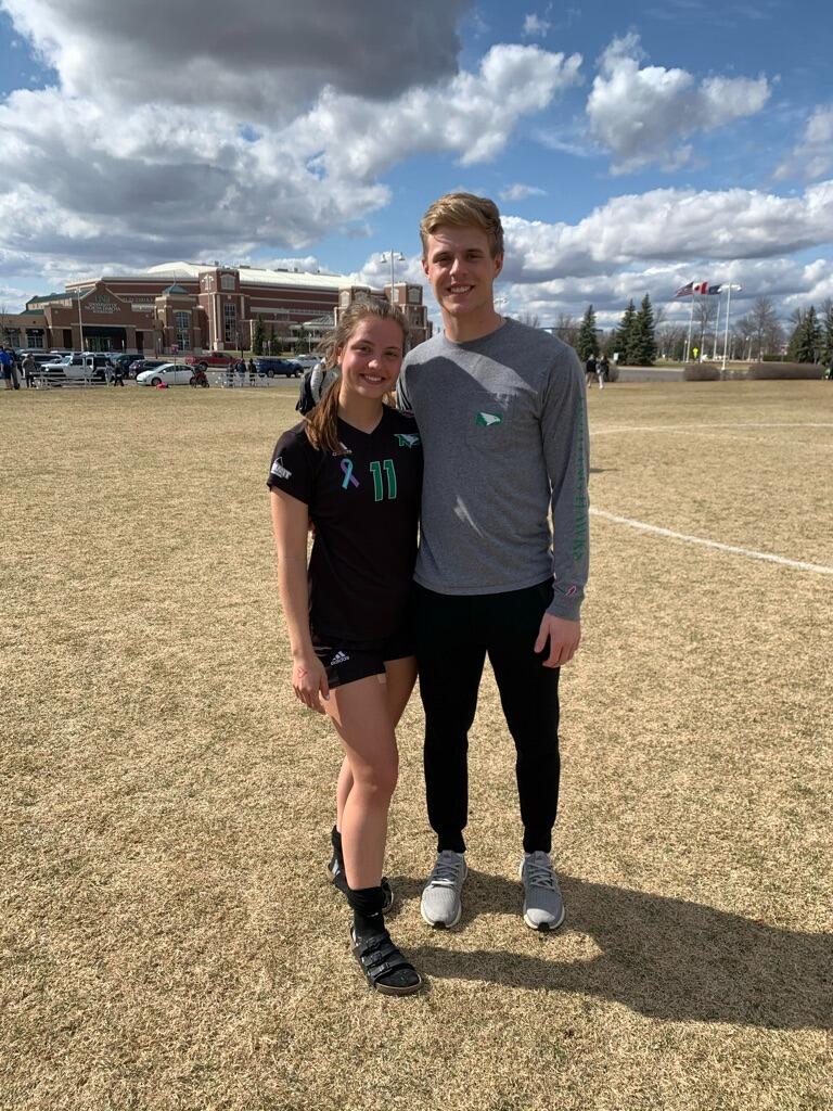 Celebrating Ashley's last soccer game at UND 