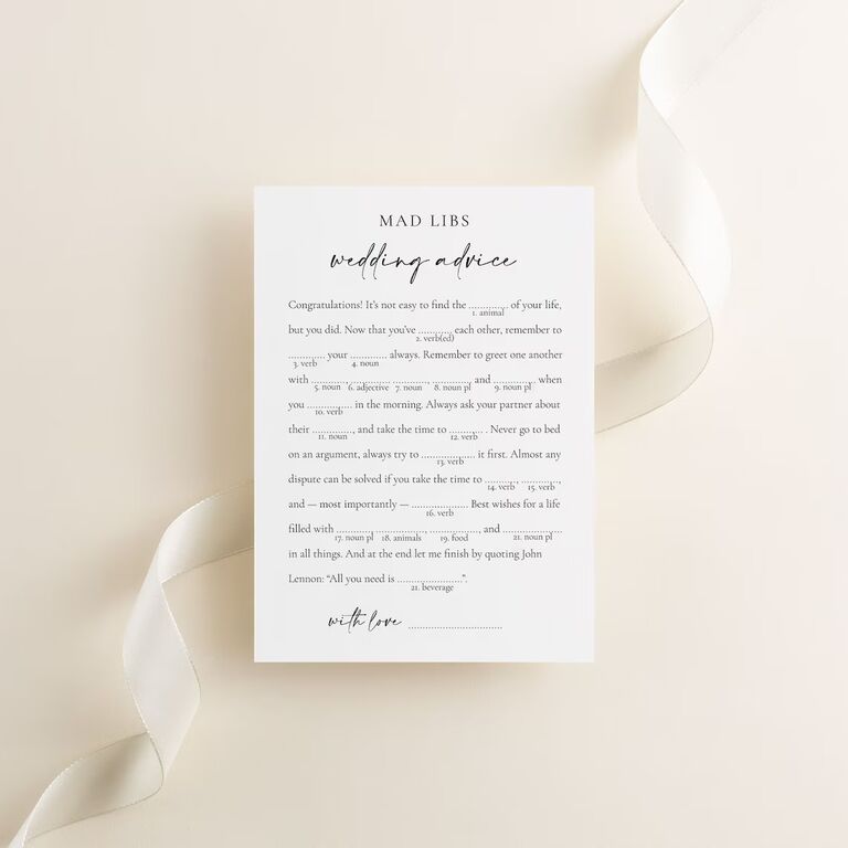 Wedding Mad Libs from Himeneo on Etsy