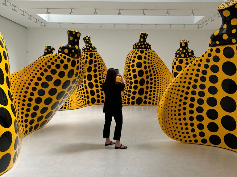 We admired Kusama's pumpkins.