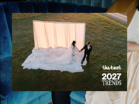 Collage of wedding photographs and a camera