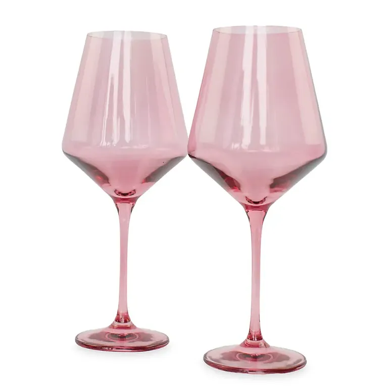 Rose colored wine glasses for 29th anniversary gift