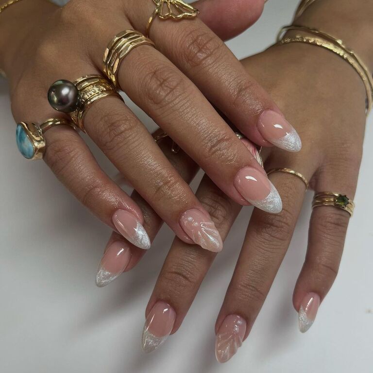 Shimmery french bridal nail inspiration