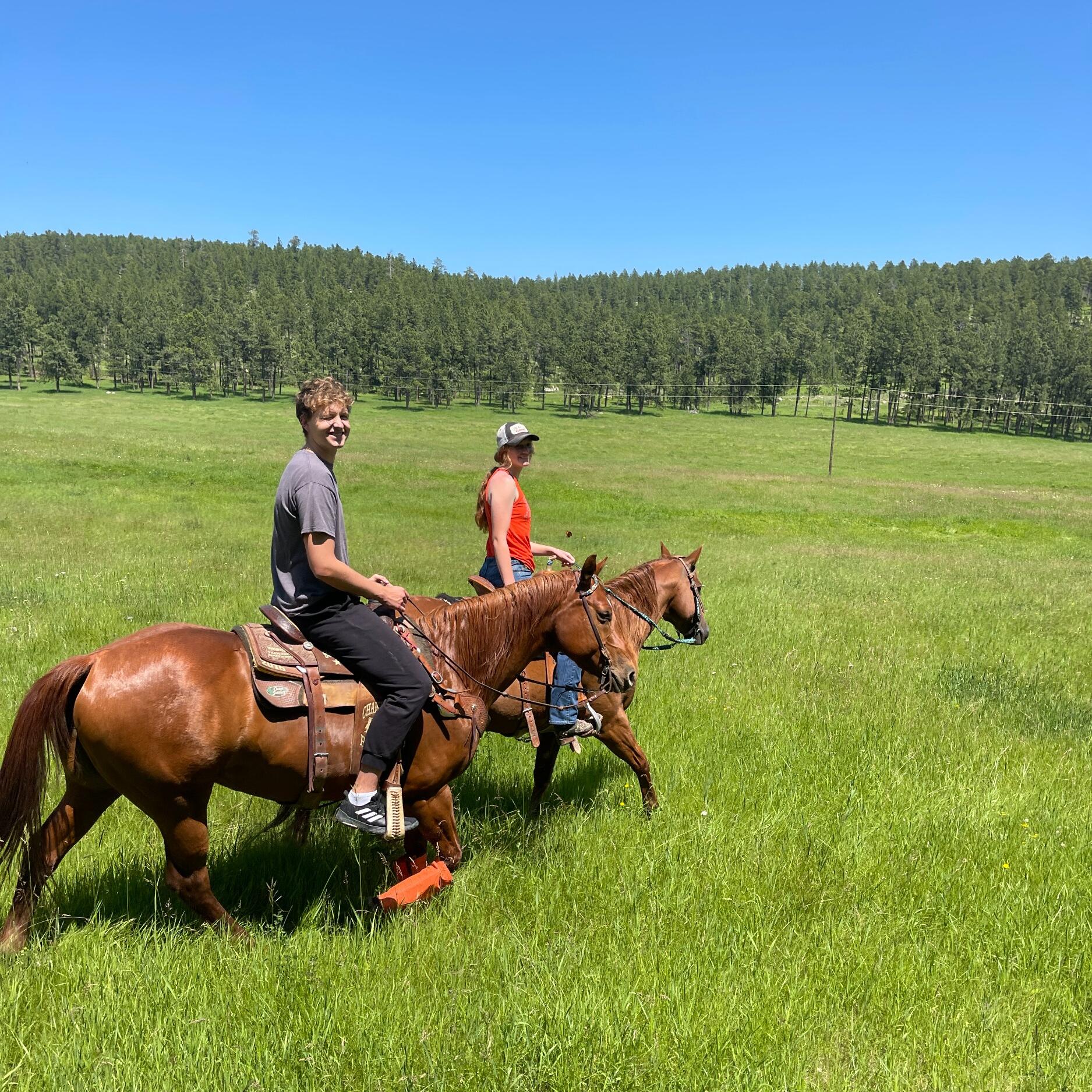 Mitchell started picking up the ranching life! Learned how to ride, rope, trail cows, and even steer wrestle!