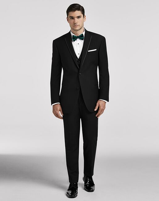 Men's Wearhouse Calvin Klein® Black Satin Edged Notch Lapel Wedding ...