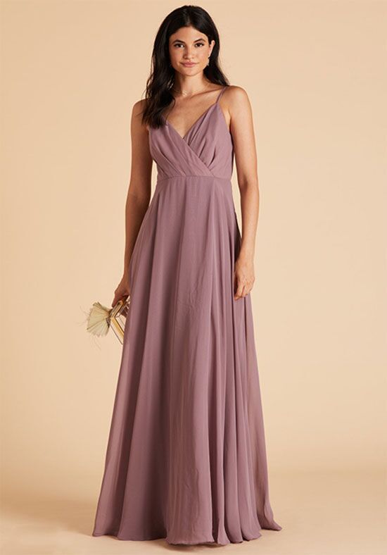 Birdy Grey Kaia Chiffon Dress in Dark Mauve Bridesmaid Dress | The Knot