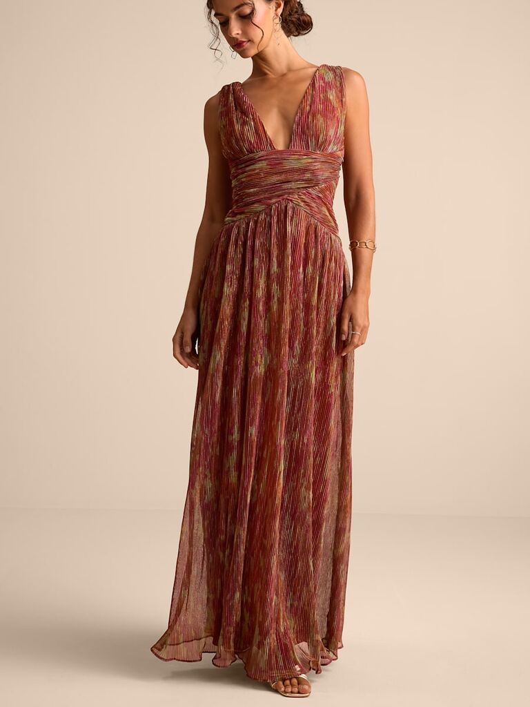 Lulus maxi pleated boho mother-of-the-bride dress