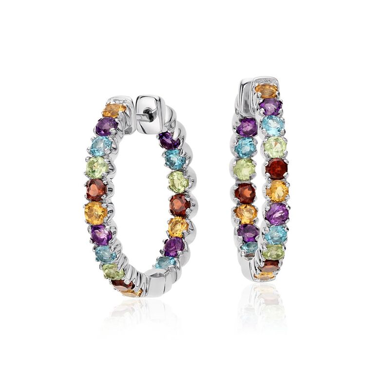 Multicolored gemstone hoops for 29th anniversary gift