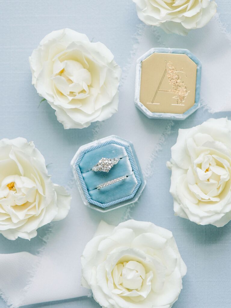 Nothing is more classic than vibrant white and dusky robin's egg blue for your wedding colors.