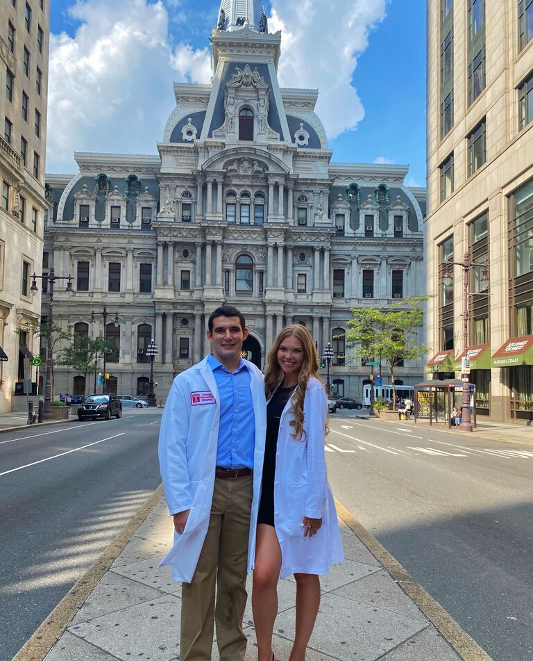 In 2021 Victoria graduated PA school and Dave graduated medical school. They moved into an apartment in Philly together and Victoria started working as an Emergency Medicine PA and Dave started his Internal Medicine Residency at Temple Hospital